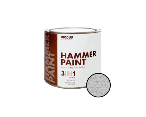 Емаль молоткова 3 в 1, сріблясто-сіра №106, Biodur Hammer Paint, 2,1 л