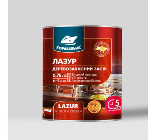 Деревозахисний засіб Лазур, палісандр, TM Корабельна, 0,75 л
