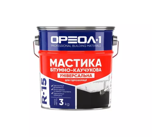 Мастика бітумно-каучукова універсальна Ореол-1, 3 кг Мастика бітумно-каучукова універсальна Ореол-1, 3 кг